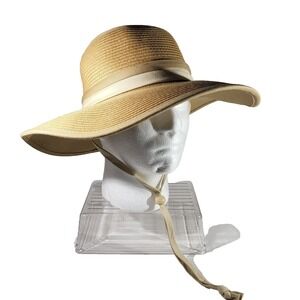 Koppen Wide Brim Straw Hat S/M Unisex Outdoor Sun‎ with Chin Strap